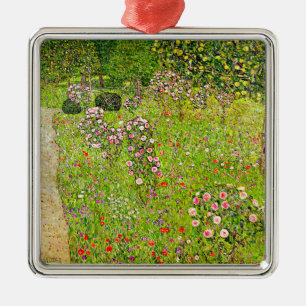 Gustav Klimt Orchard with Roses Metal Ornament