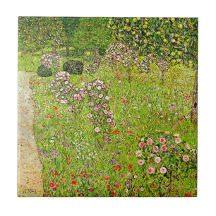 Gustav Klimt Orchard with Roses Tile