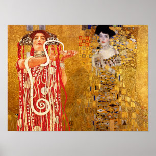 Gustav Klimt, paintings Collage, Combined art Poster