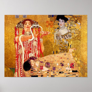Gustav Klimt, paintings Collage, Combined art Poster