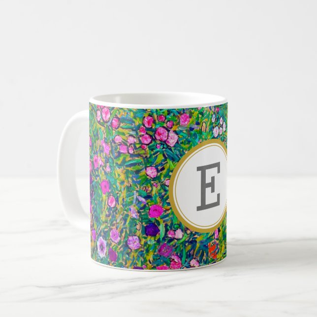 Gustav Klimt PERSONALIZED INITIAL Coffee Mug (Front Left)