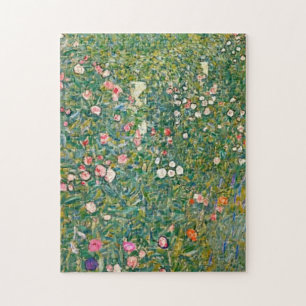 Gustav Klimt Pink Flowers Jigsaw Puzzle