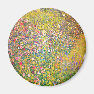 Gustav Klimt Pink Flowers Magnet