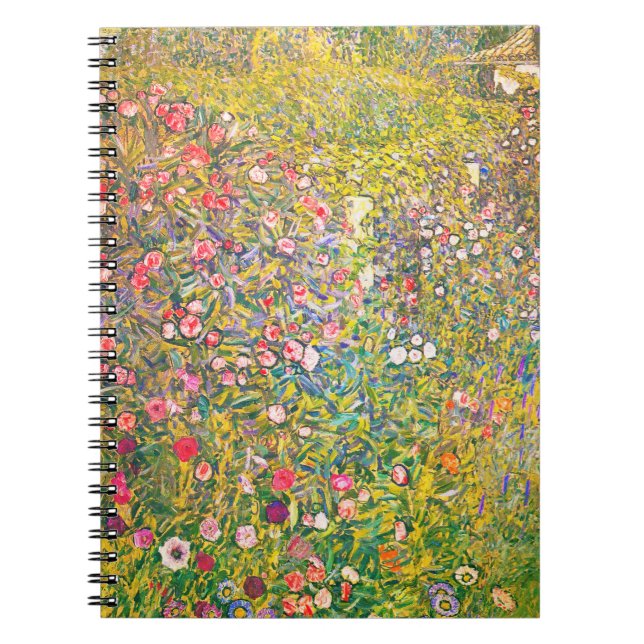 Gustav Klimt Pink Flowers Notebook (Front)