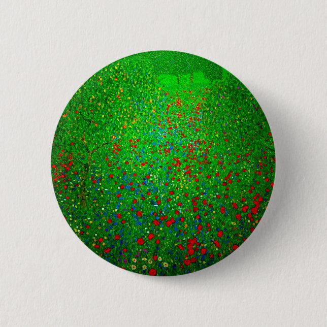 Gustav Klimt Poppy Field 2 Inch Round Button (Front)