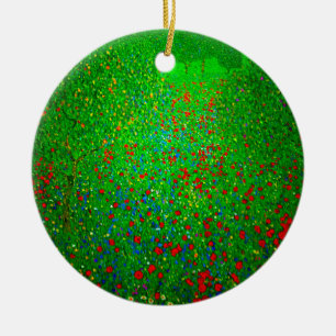 Gustav Klimt Poppy Field Ceramic Ornament