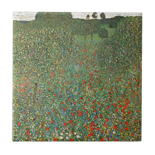 Gustav Klimt Poppy Field Ceramic Tile