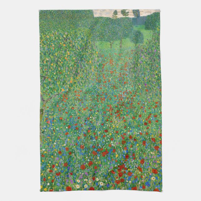 Gustav Klimt - Poppy Field Kitchen Towel (Vertical)