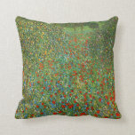 Gustav Klimt Poppy Field Throw Pillow<br><div class="desc">Gustav Klimt Poppy Field. Oil painting on canvas from 1907. One of Austrian artist’s Gustav Klimt’s most enchanting landscapes, Poppy field features a beautiful field of blooming red poppies sprawling out into the distance with trees rising on the horizon. The painting features Klimt’s lovely mix of impressionism and art nouveau...</div>