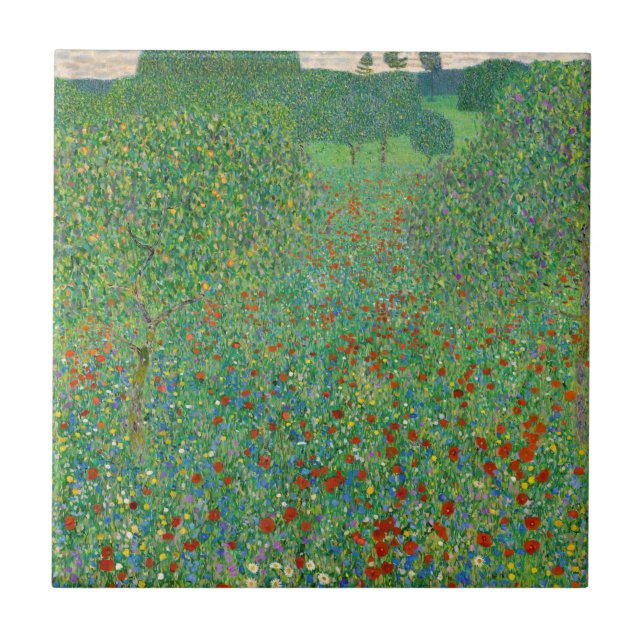 Gustav Klimt - Poppy Field Tile (Front)