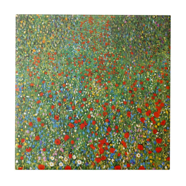 Gustav Klimt Poppy Field Tile (Front)