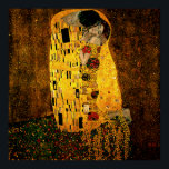Gustav Klimt Poster The Kiss<br><div class="desc">An Austrian symbolist painter,  1862 - 1918.
This is an oil painting with layers of gold leaf applied which gives it a striking appearance.</div>