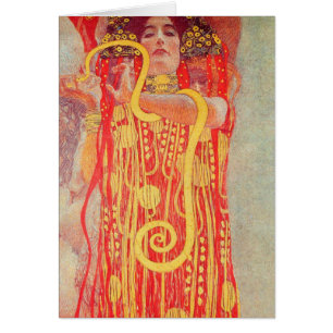 Gustav Klimt Red Woman Gold Snake Painting