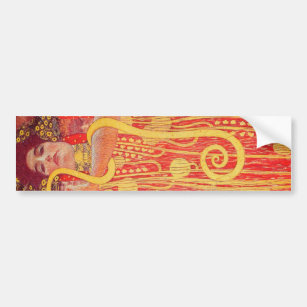Gustav Klimt Red Woman Gold Snake Painting Bumper Sticker