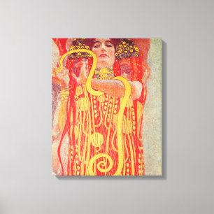 Gustav Klimt Red Woman Gold Snake Painting Canvas Print