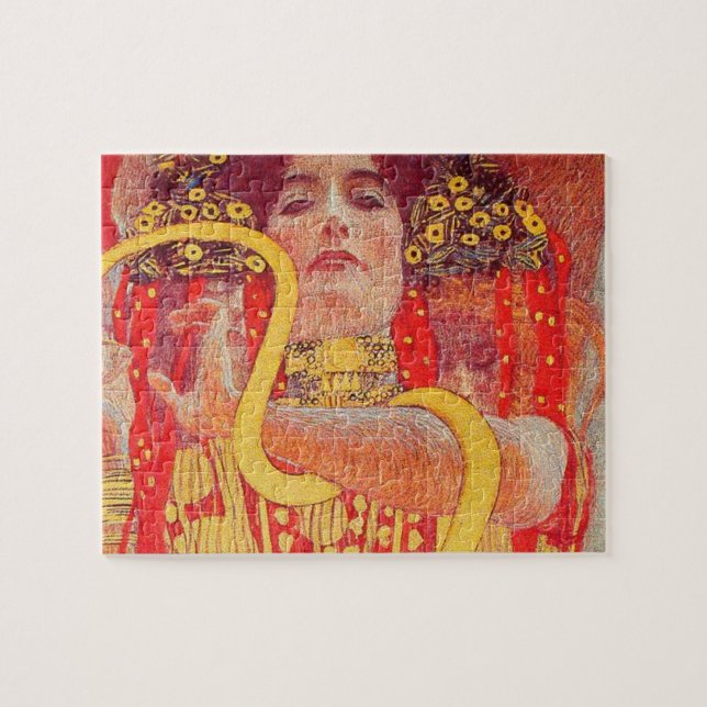 Gustav Klimt Red Woman Gold Snake Painting Jigsaw Puzzle (Horizontal)