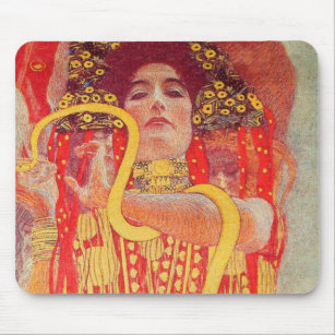 Gustav Klimt Red Woman Gold Snake Painting Mouse Pad