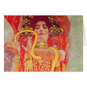 Gustav Klimt Red Woman Gold Snake Peinture