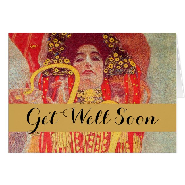 Gustav Klimt Red Woman Gold Snake Peinture (Devant horizontal)