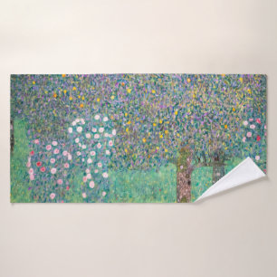 Gustav Klimt - Rosebushes under the Trees Bath Towel Set