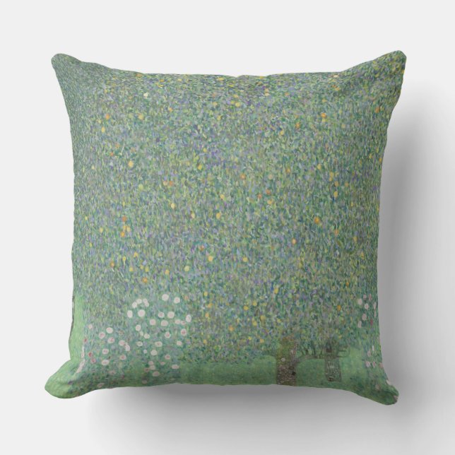 Gustav Klimt Rosebushes Under the Trees GalleryHD Throw Pillow (Front)
