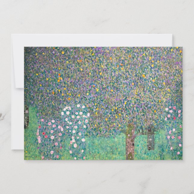 Gustav Klimt - Rosebushes under the Trees Invitation (Front)