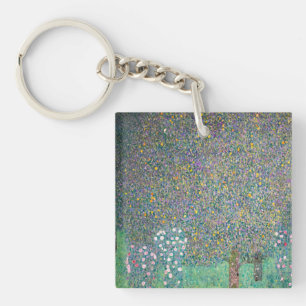 Gustav Klimt - Rosebushes under the Trees Keychain