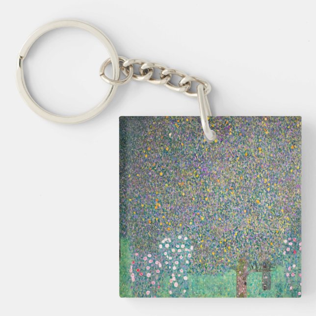 Gustav Klimt - Rosebushes under the Trees Keychain (Front)