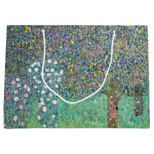 Gustav Klimt - Rosebushes under the Trees Large Gift Bag