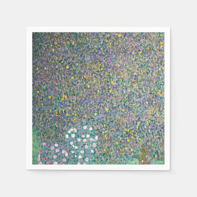 Gustav Klimt - Rosebushes under the Trees Napkin (Front)
