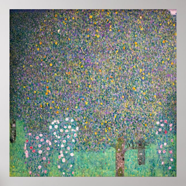 Gustav Klimt - Rosebushes under the Trees Poster (Front)