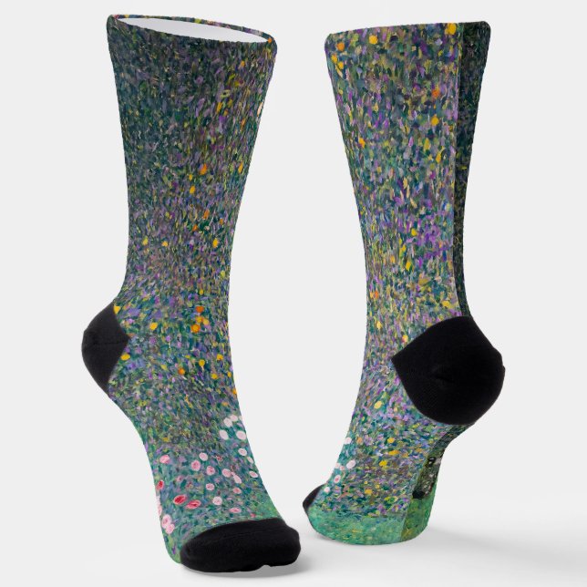 Gustav Klimt - Rosebushes under the Trees Socks (Angled)