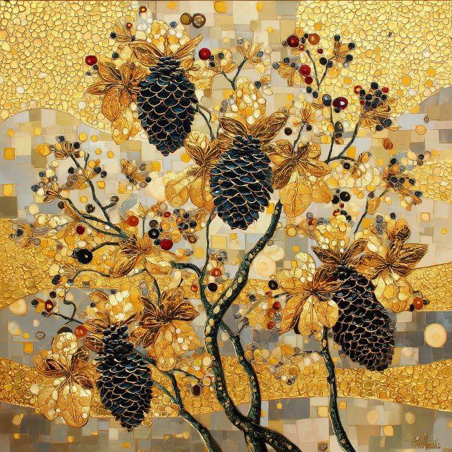 gustav klimt Rustic Pinecone Holiday Winter Bathro (Creator Uploaded)