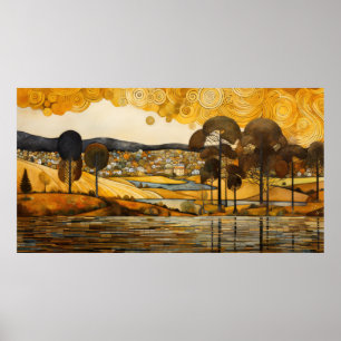 Gustav Klimt Style Landscape Poster