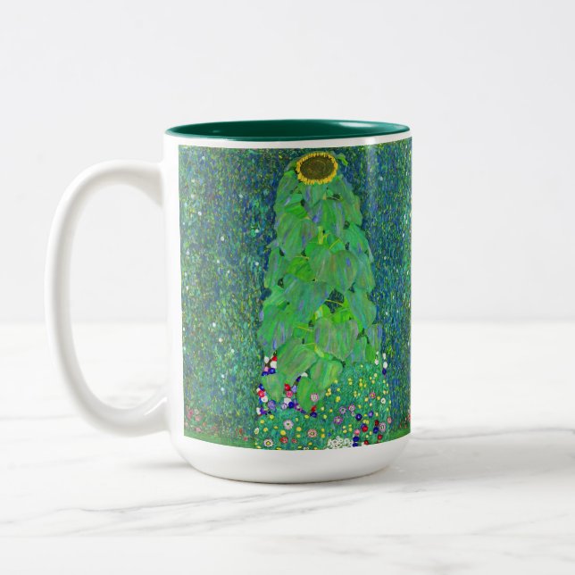 Gustav Klimt Sunflower Two-Tone Coffee Mug (Left)