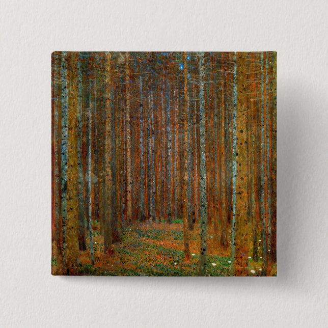Gustav Klimt - Tannenwald Pine Forest 2 Inch Square Button (Front)