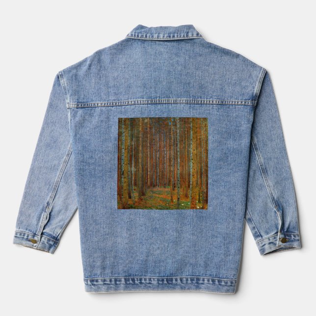 Gustav Klimt - Tannenwald Pine Forest Denim Jacket (Back)