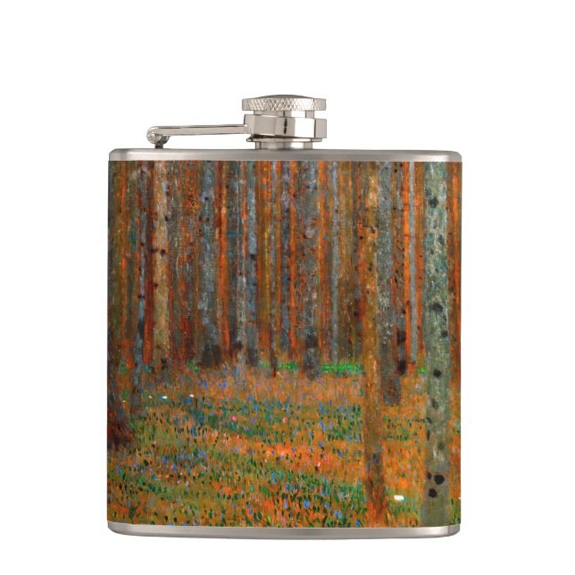 Gustav Klimt - Tannenwald Pine Forest Hip Flask (Front)