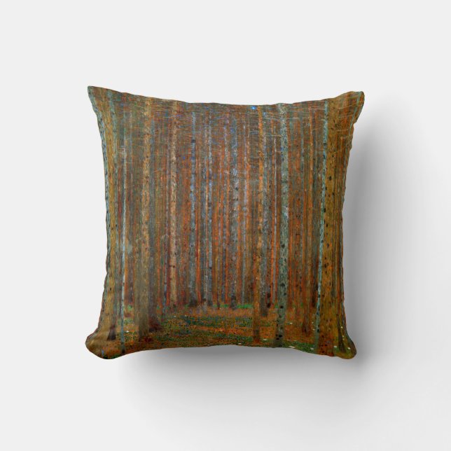 Gustav Klimt - Tannenwald Pine Forest Throw Pillow (Front)