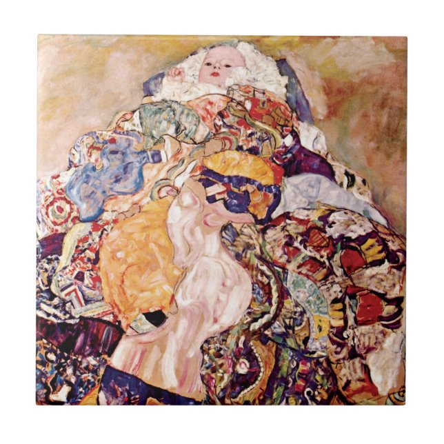 Gustav Klimt - The Baby Cradle - Newborn Tile (Front)