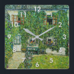Gustav Klimt - The House of Guardaboschi Square Wall Clock<br><div class="desc">The House of Guardaboschi / House in Weissenbach of Attersee Lake - Gustav Klimt, Oil on Canvas, 1912</div>