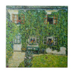 Gustav Klimt - The House of Guardaboschi Tile<br><div class="desc">The House of Guardaboschi / House in Weissenbach of Attersee Lake - Gustav Klimt,  Oil on Canvas,  1912</div>