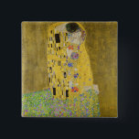 Gustav Klimt - The Kiss 2 Inch Square Button<br><div class="desc">The Kiss / Der Kuss - Gustav Klimt in 1907-1908</div>