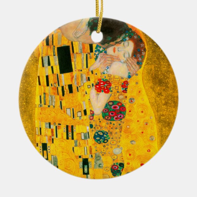 Gustav Klimt The Kiss Ceramic Ornament (Front)