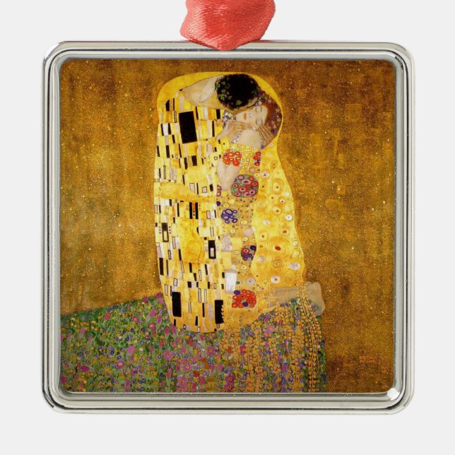 Gustav Klimt The Kiss Classic Painting Metal Ornament (Front)