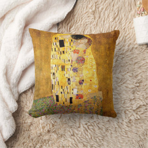 Gustav Klimt The Kiss Classic Painting Throw Pillow