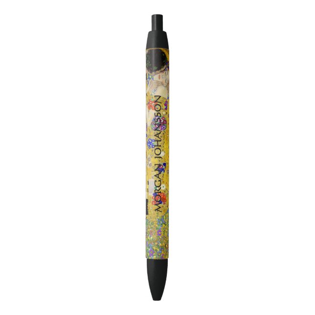 Gustav Klimt – The Kiss – Custom Text Black Ink Pen (Front Vertical)