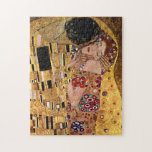Gustav Klimt: The Kiss (Detail) Jigsaw Puzzle<br><div class="desc">A beautiful classic puzzle featuring a romantic couple sharing a kiss,  painted by the Austrian symbolist painter Gustav Klimt.</div>