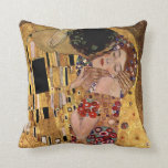 Gustav Klimt: The Kiss (Detail) Throw Pillow<br><div class="desc">A beautiful classic pillow featuring a romantic couple sharing a kiss,  painted by the Austrian symbolist painter Gustav Klimt.</div>