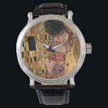 Gustav Klimt: The Kiss (Detail) Watch<br><div class="desc">A beautiful classic watch featuring a romantic couple sharing a kiss,  painted by the Austrian symbolist painter Gustav Klimt.</div>